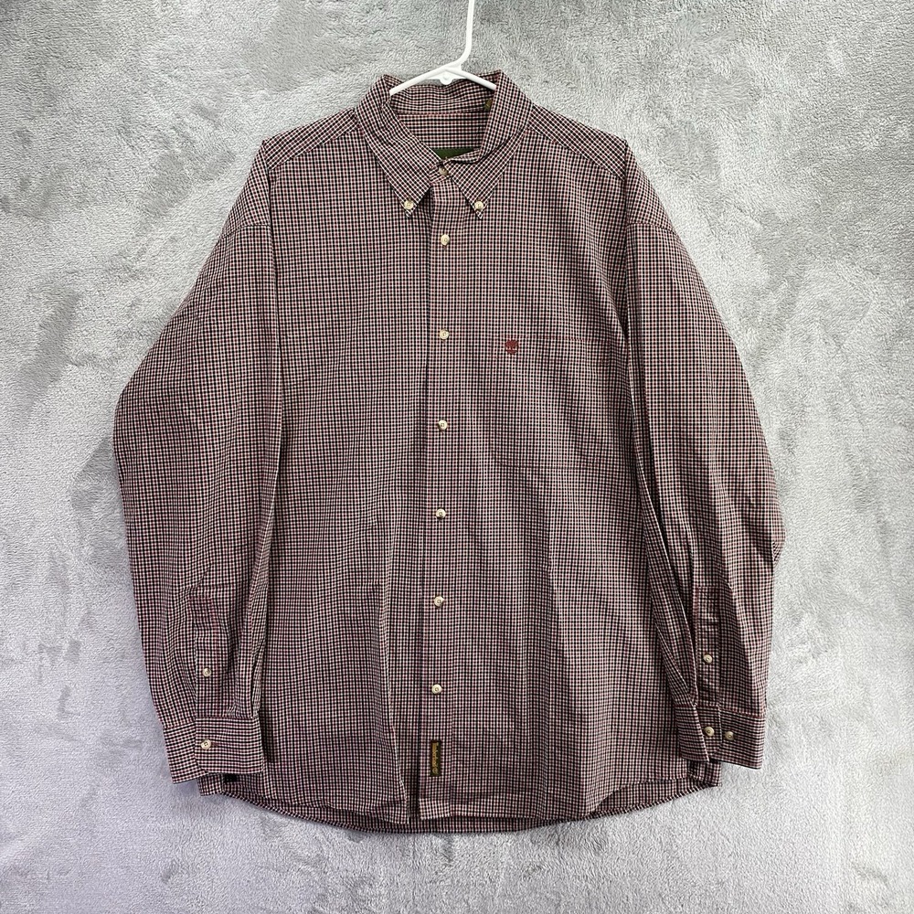Timberland Red Gray Plaid Button Up Shirt Men's L Long Sleeve Regular Fit